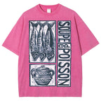 Unisex Sardines Print Washed Tee