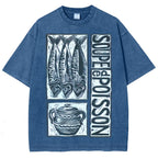 Unisex Sardines Print Washed Tee