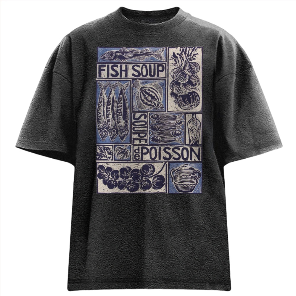 Unisex Fish Soup Prints Washed Tee