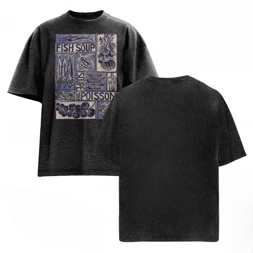 Unisex Fish Soup Prints Washed Tee