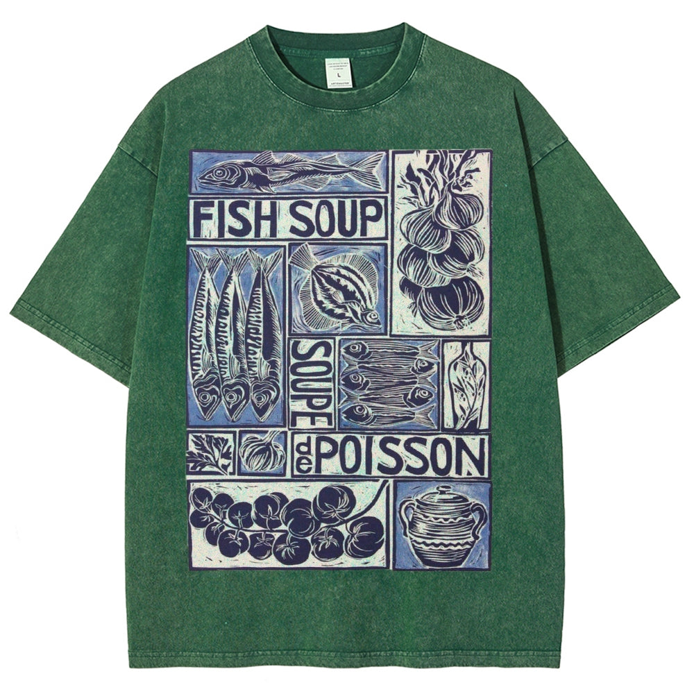 Unisex Fish Soup Prints Washed Tee