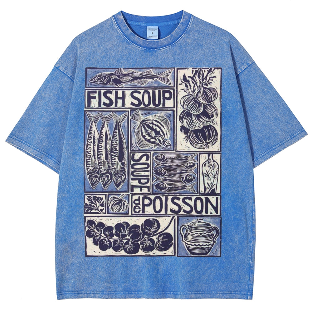Unisex Fish Soup Prints Washed Tee