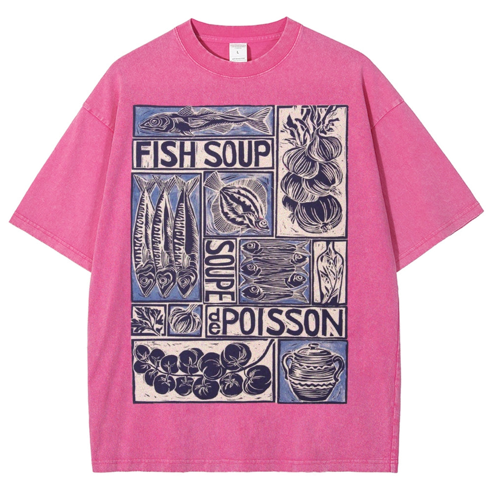Unisex Fish Soup Prints Washed Tee