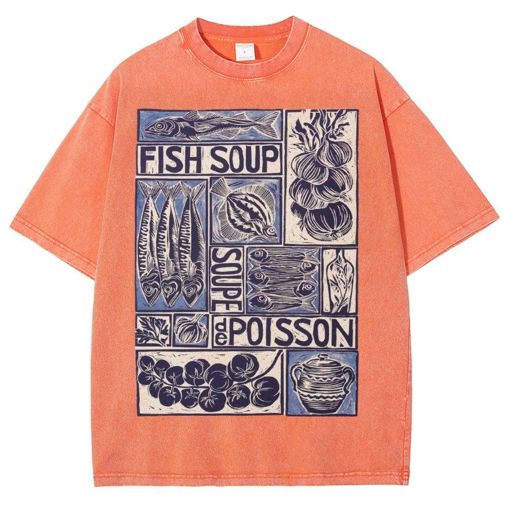 Unisex Fish Soup Prints Washed Tee
