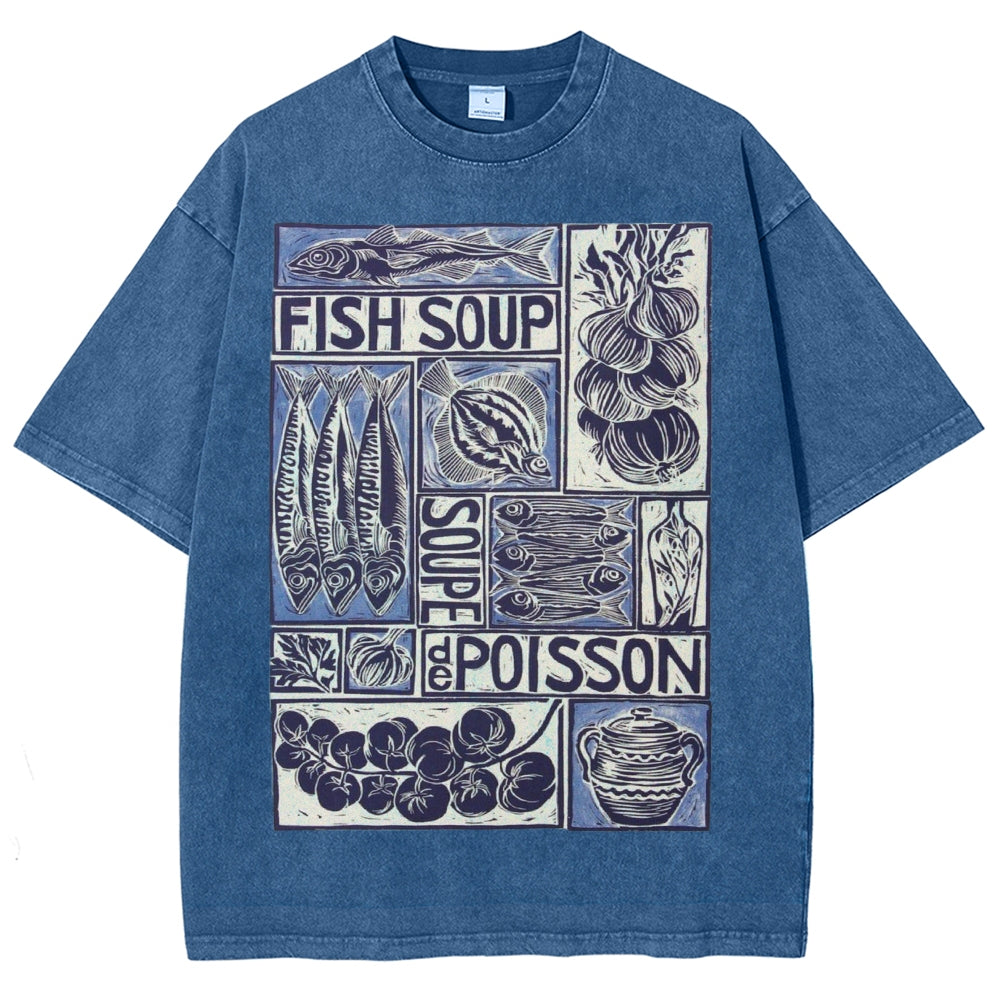 Unisex Fish Soup Prints Washed Tee