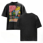 Unisex Fish And Chips Prints Washed Tee