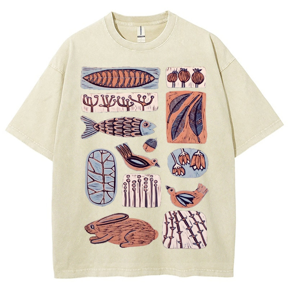 Unisex Fun Prints Washed Tee