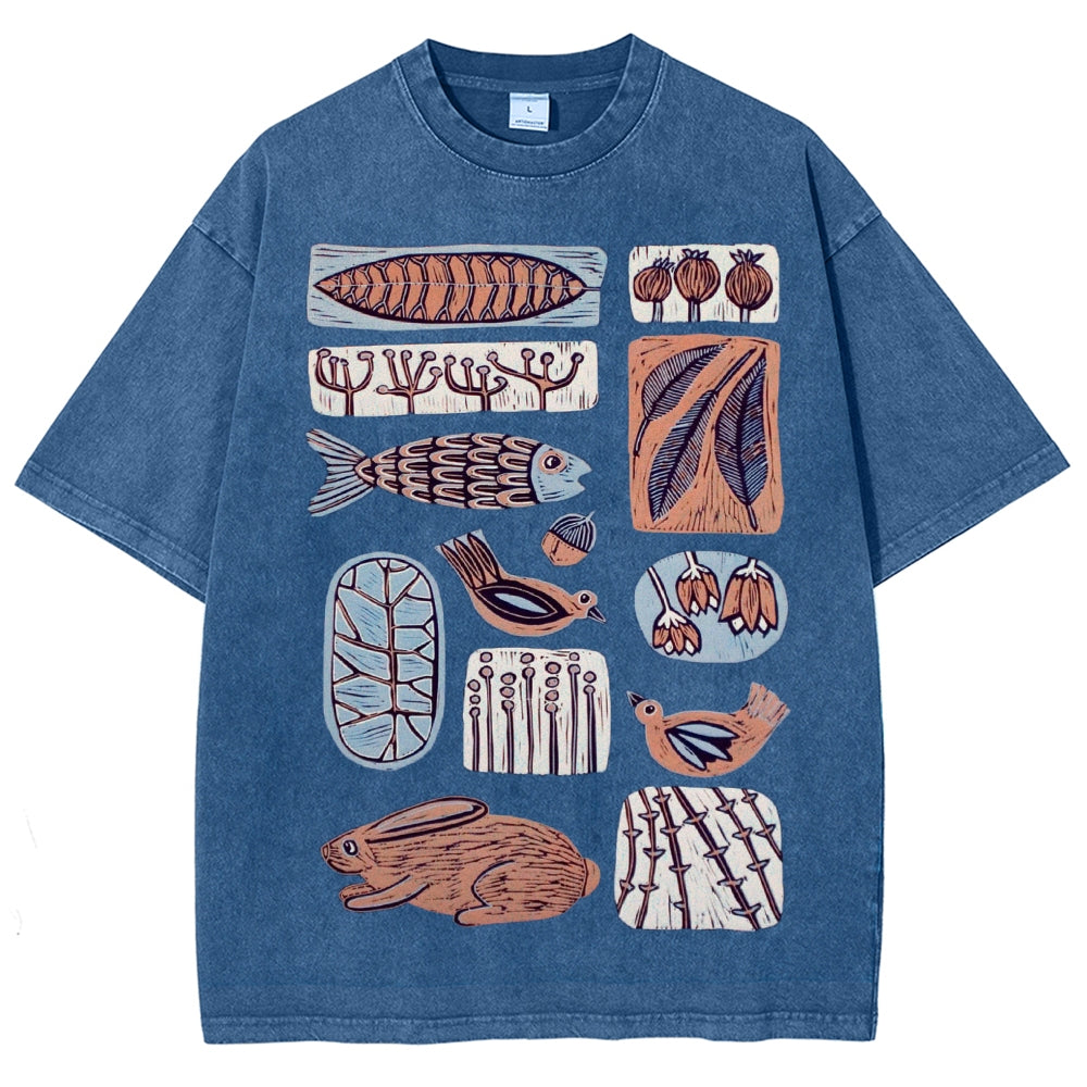 Unisex Fun Prints Washed Tee