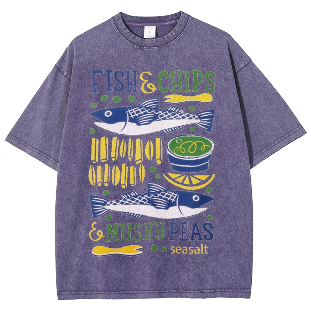 Unisex Fun Salmon Prints Washed Tee