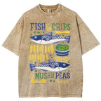 Unisex Fun Salmon Prints Washed Tee