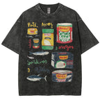 Unisex Sardines Can Prints Washed Tee