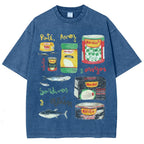 Unisex Sardines Can Prints Washed Tee