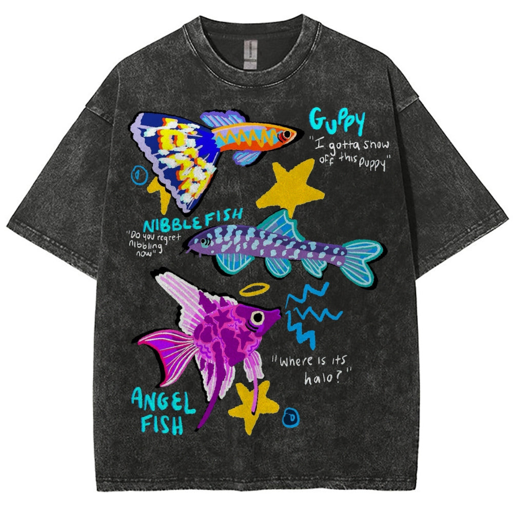 Unisex Angel Fish Washed Tee