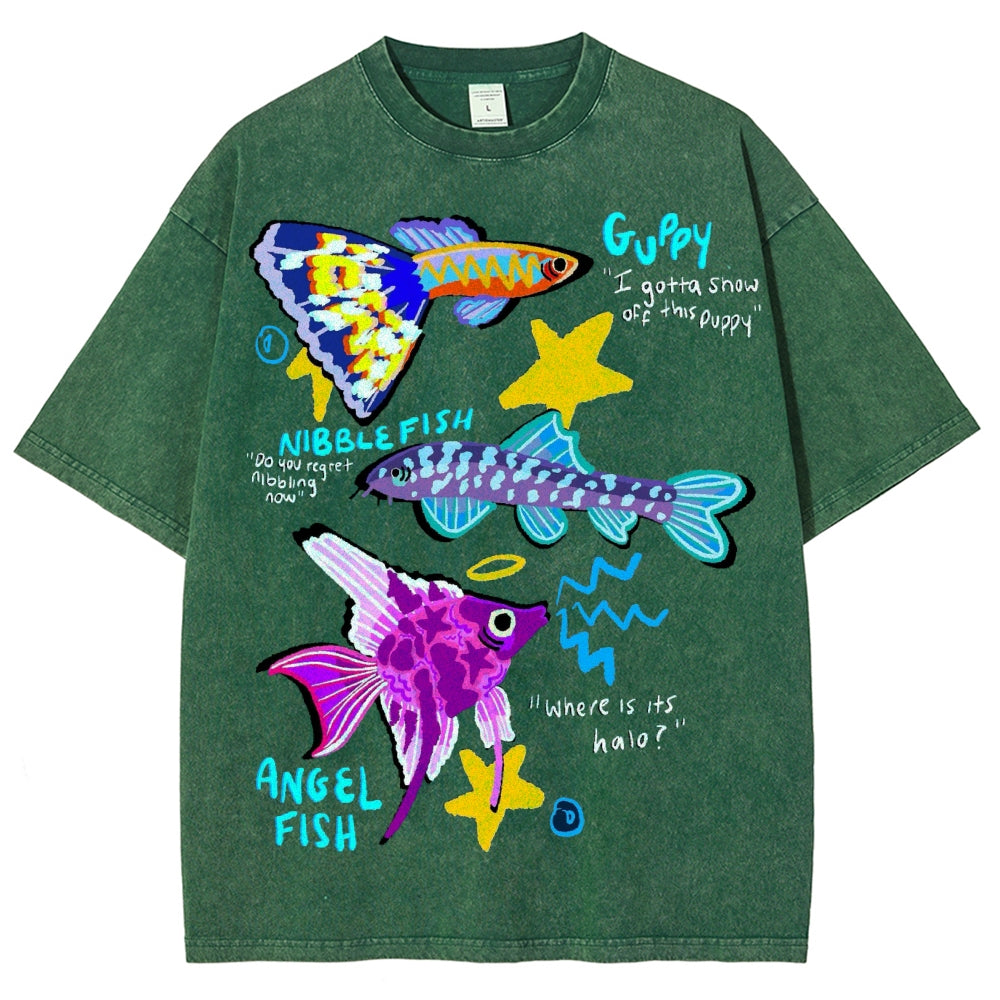Unisex Angel Fish Washed Tee