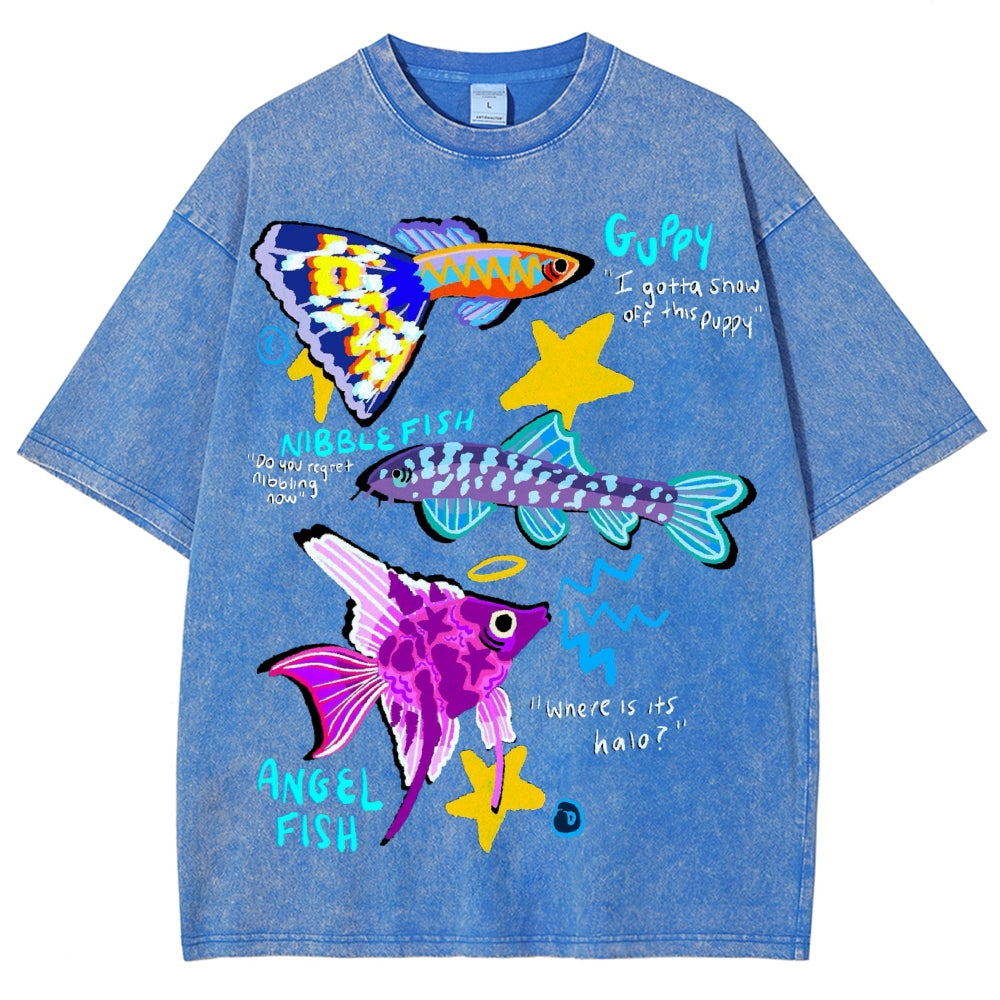 Unisex Angel Fish Washed Tee