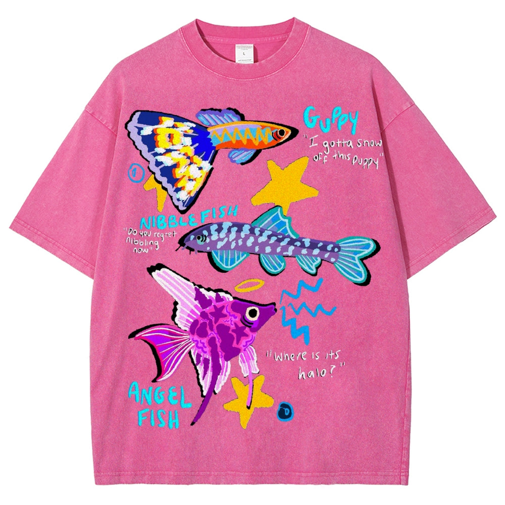 Unisex Angel Fish Washed Tee