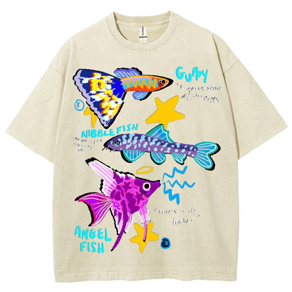 Unisex Angel Fish Washed Tee