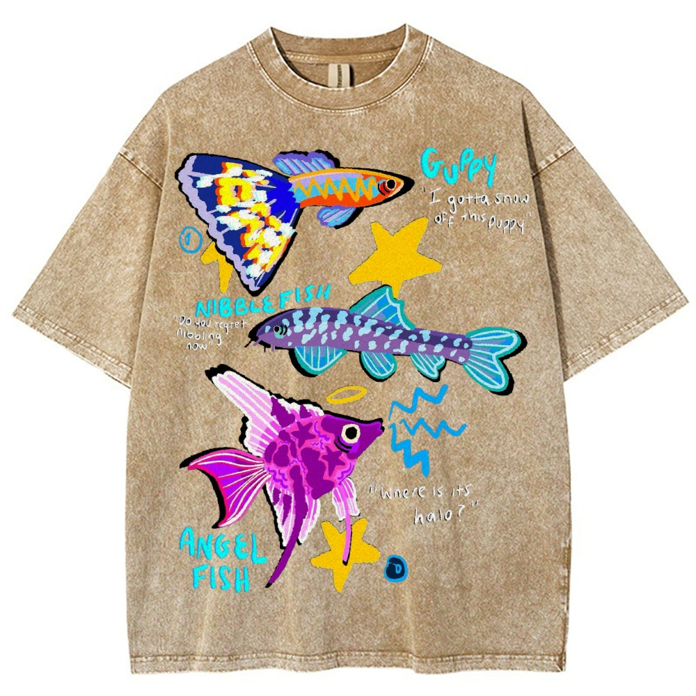 Unisex Angel Fish Washed Tee