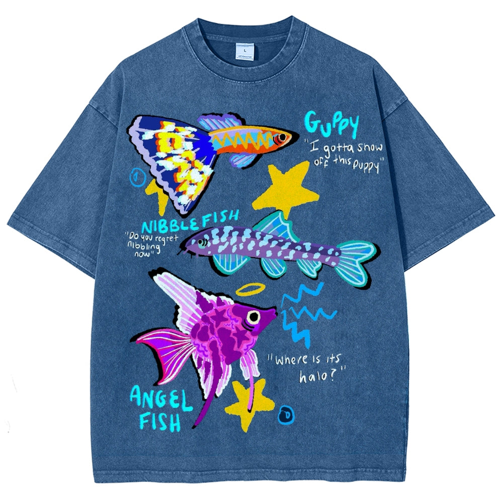 Unisex Angel Fish Washed Tee