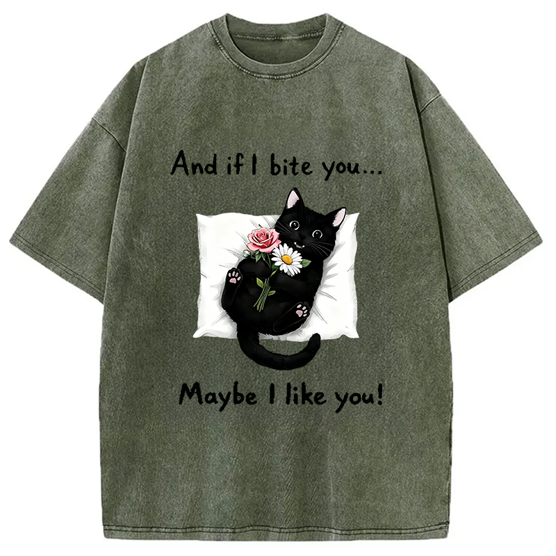 Cat's Expression Of Love Washed T-Shirt