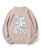 Cat & Skeleton Cotton Sweatshirt