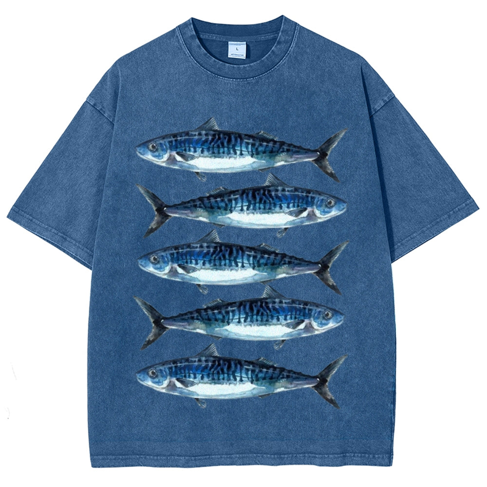 Five Sardines Unisex Vintage Washed Tee