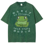 Unisex Frog Printed Washed Tee
