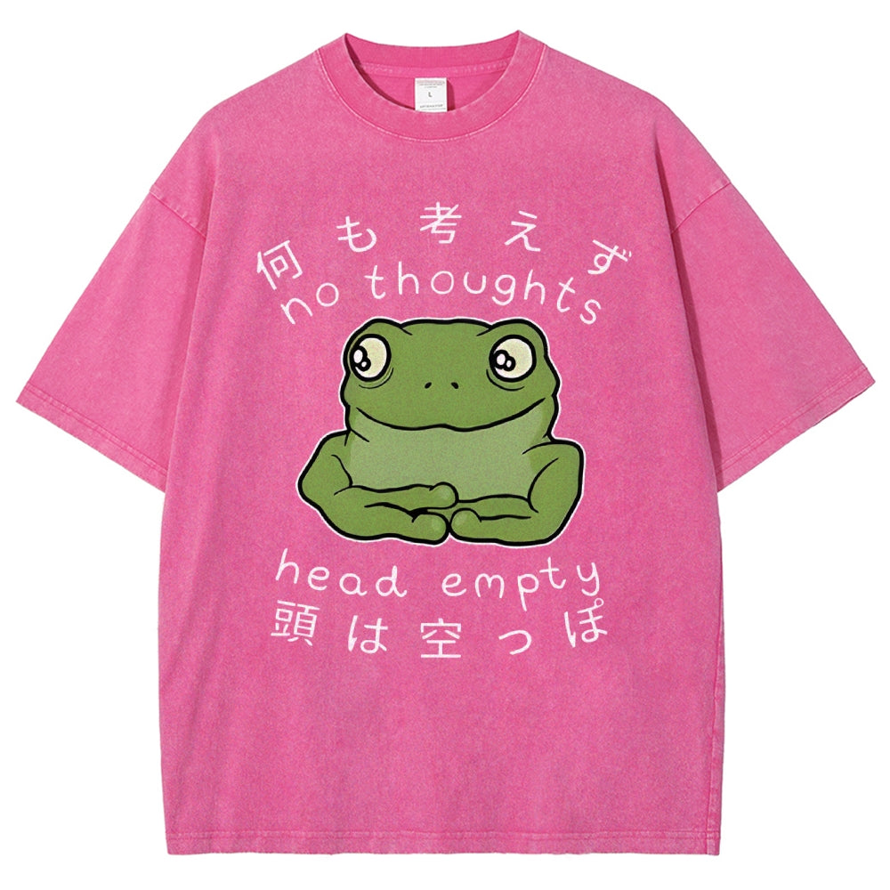 Unisex Frog Printed Washed Tee