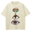Unisex Abstract Art Eyes Printed Washed Tee