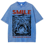 Unisex Smile Printed Washed Tee