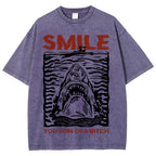 Unisex Smile Printed Washed Tee
