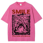 Unisex Smile Printed Washed Tee
