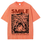 Unisex Smile Printed Washed Tee