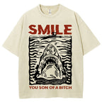 Unisex Smile Printed Washed Tee