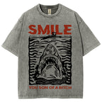 Unisex Smile Printed Washed Tee