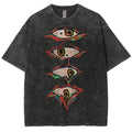 Unisex Abstract Art Eyes Printed Washed Tee