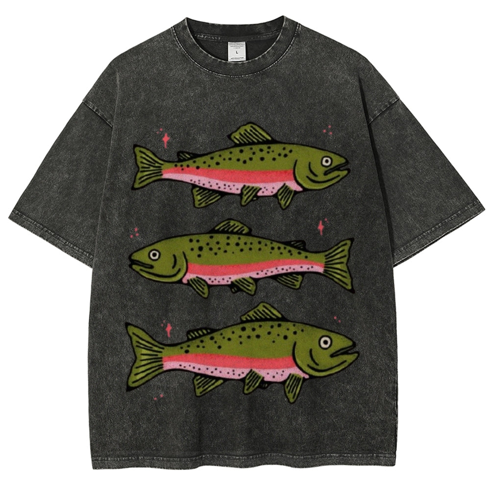 Three Trout Unisex Vintage Washed Tee