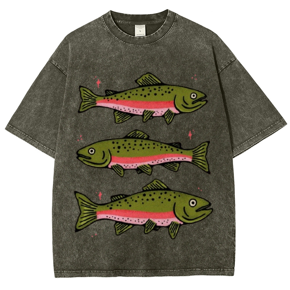 Three Trout Unisex Vintage Washed Tee