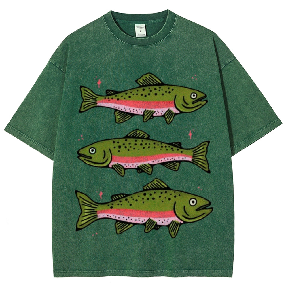 Three Trout Unisex Vintage Washed Tee