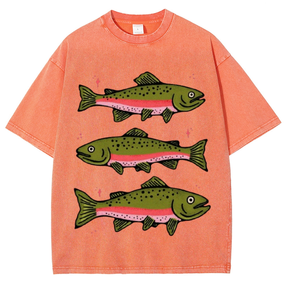 Three Trout Unisex Vintage Washed Tee