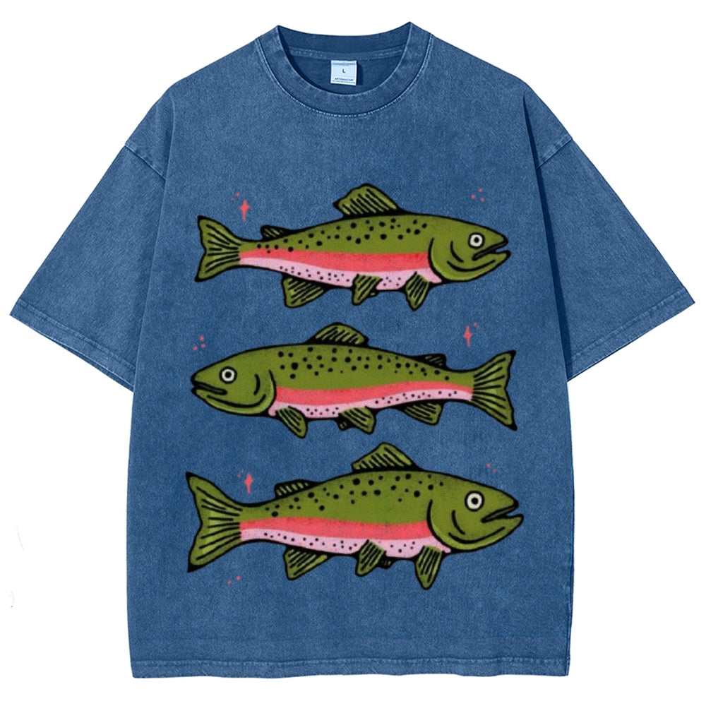 Three Trout Unisex Vintage Washed Tee