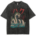 Unisex Dragon Printed Washed Tee