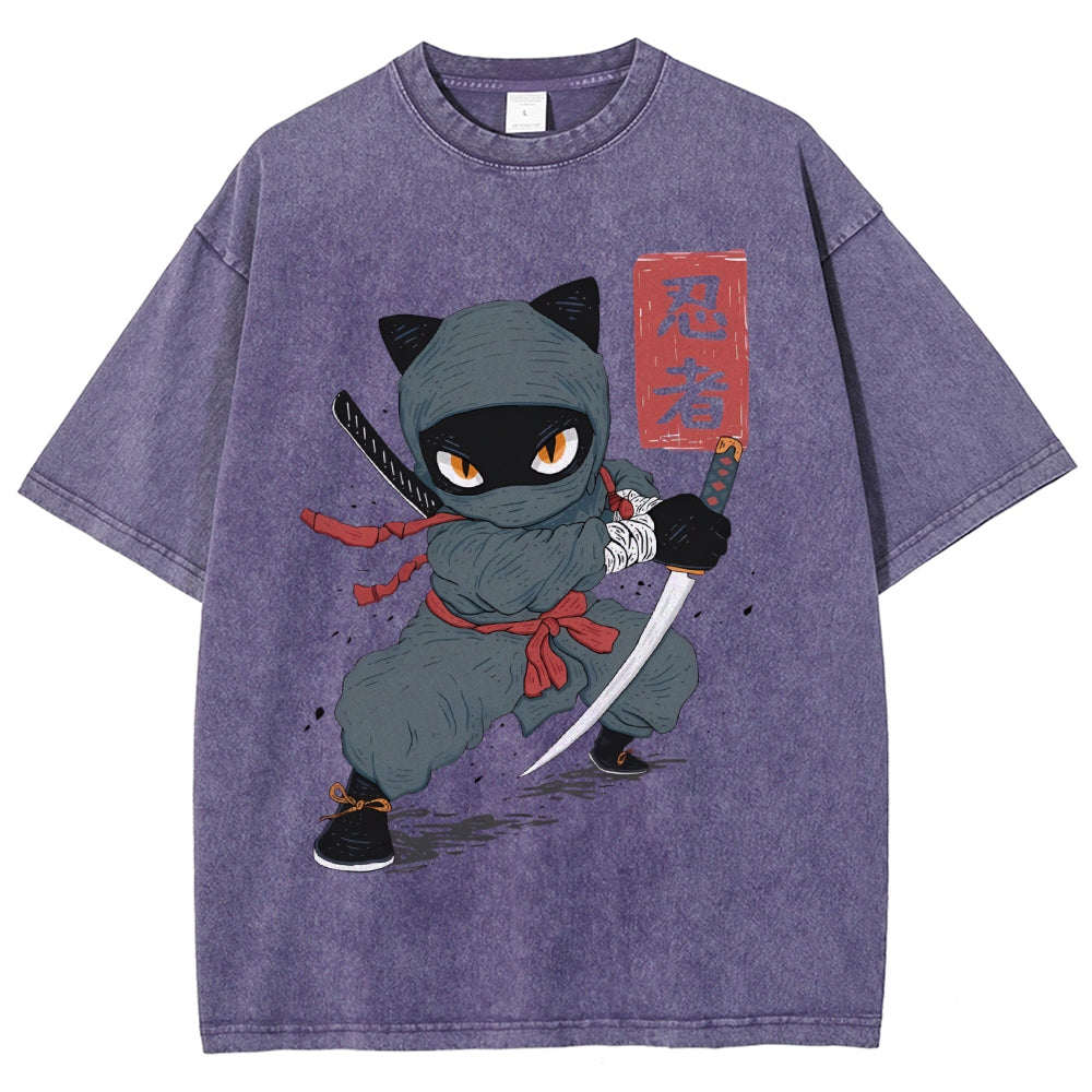 Unisex Ninja Printed Washed Tee