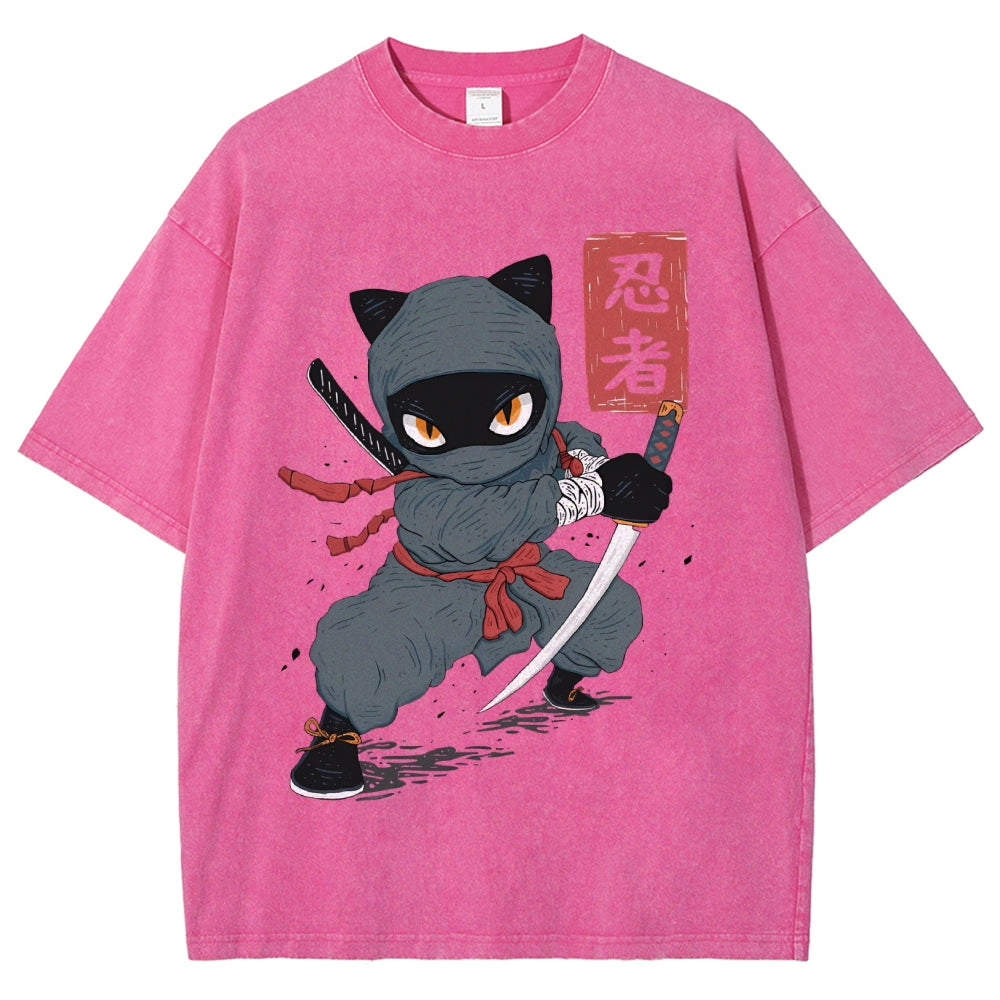 Unisex Ninja Printed Washed Tee