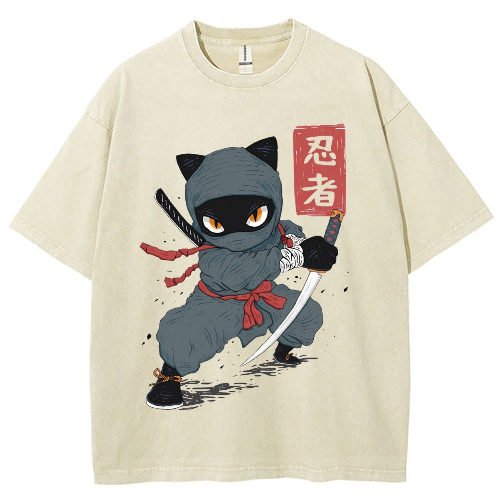 Unisex Ninja Printed Washed Tee