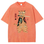 Unisex Sushi Cat Printed Washed Tee
