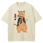 Unisex Sushi Cat Printed Washed Tee