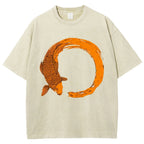 Unisex Fish Printed Washed Tee