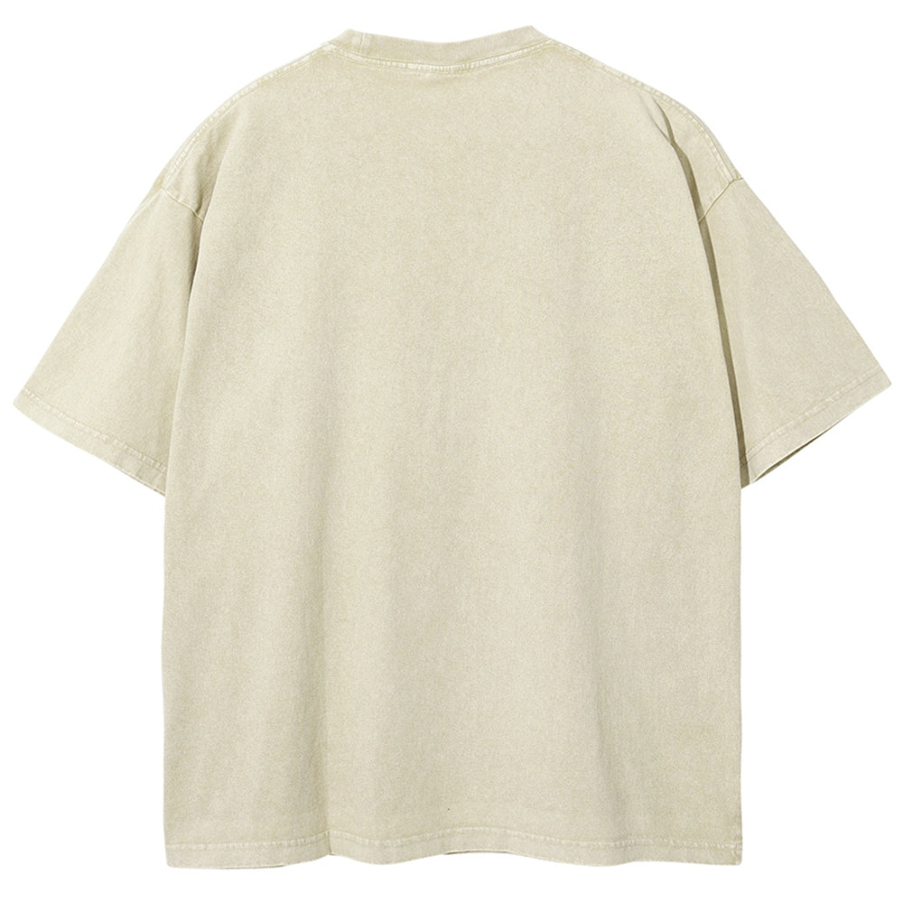 Unisex Fish Printed Washed Tee