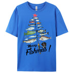 Women's Cotton Merry Fishmas Printed Casual T-Shirt